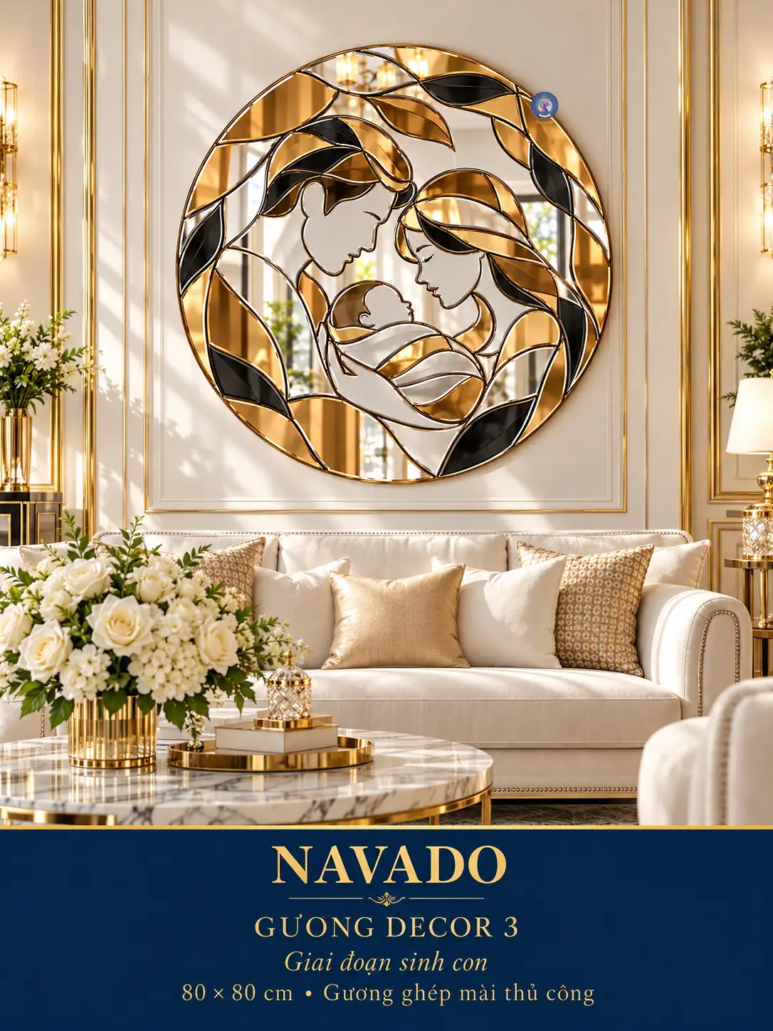 Gương decor 3 – Giai đoạn sinh con 80 × 80 cm