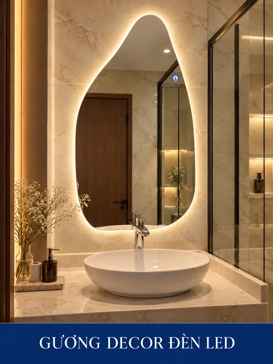 Gương decor đèn LED 60 × 90 cm