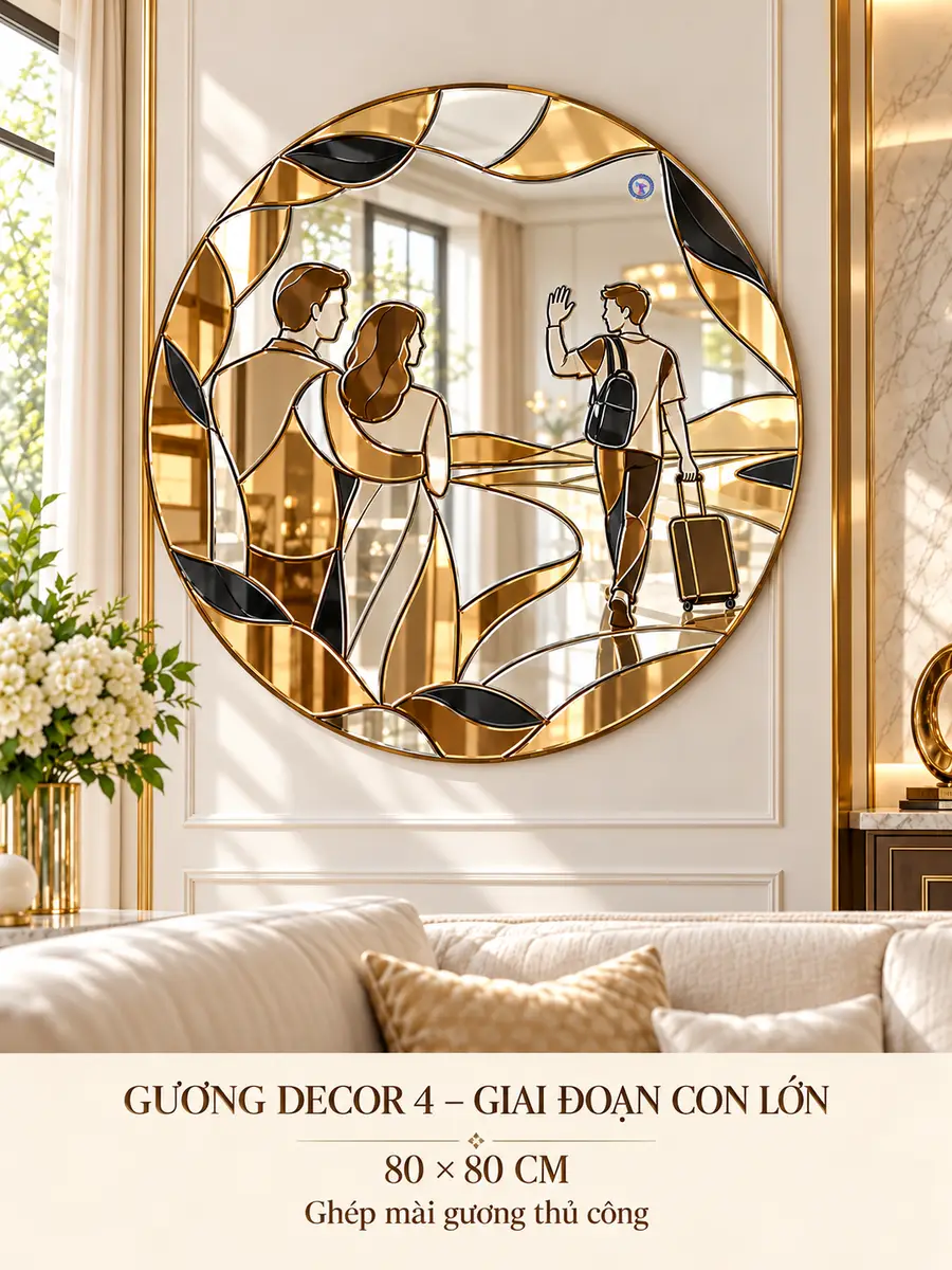 Gương decor 4 – Giai đoạn con lớn 80 × 80 cm