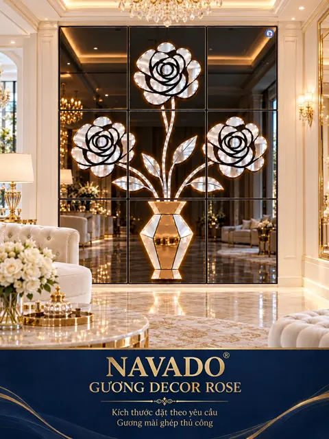 Gương decor phòng khách Rose Vase — phòng khách tân cổ điển